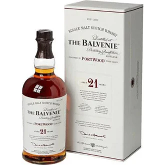 The Balvenie Portwood 21 Year Single Malt Whisky 750ml The Balvenie PortWood 21 Year Old Single Malt Scotch Whisky is a marriage of rare Balvenie aged 21 years in traditional oak casks and then finished in port casks or “pipes”. The taste is refined and with remarkable character, it is creamy and silky on the palate, with fruit, honey and spice notes. On the nose it is perfume of fruity and ripe raisin notes, backed by a nutty dryness with a long, gentle and nutty finish. Best enjoyed neat,